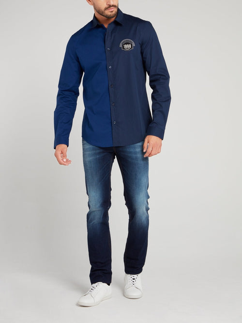 Navy Logo Appliquéd Shirt