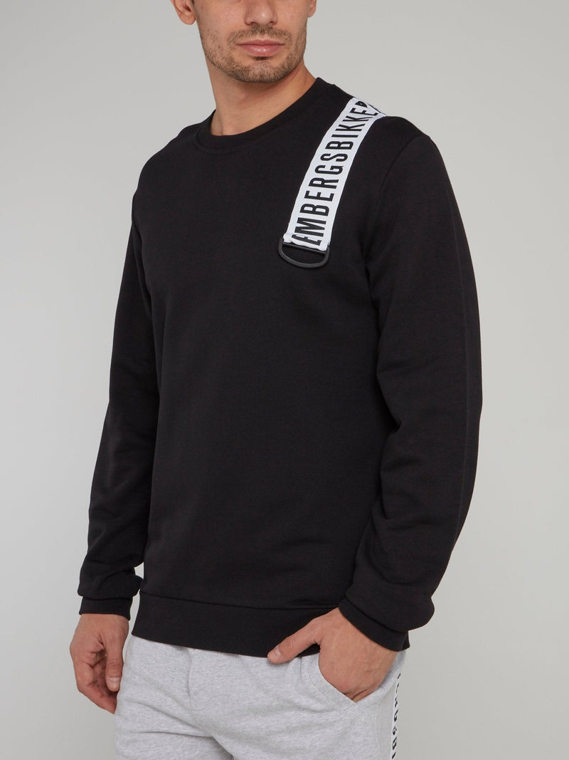 Black Logo Strap Sweatshirt