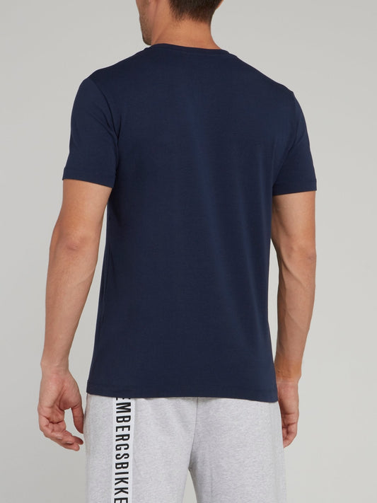 Navy Statement V-Neck T-Shirt