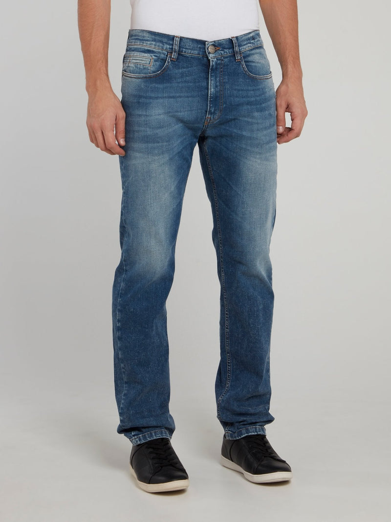 Blue Straight Cut Denim Pants