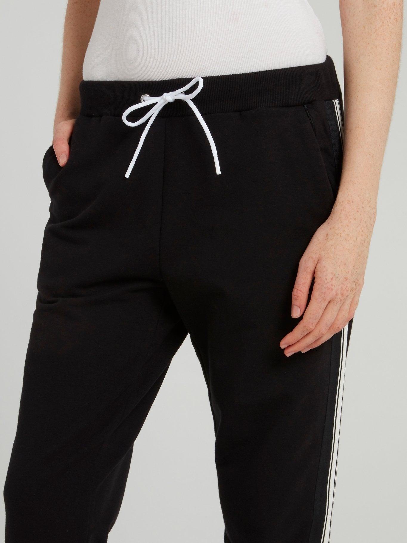 Black Drawstring Side Stripe Sweatpants