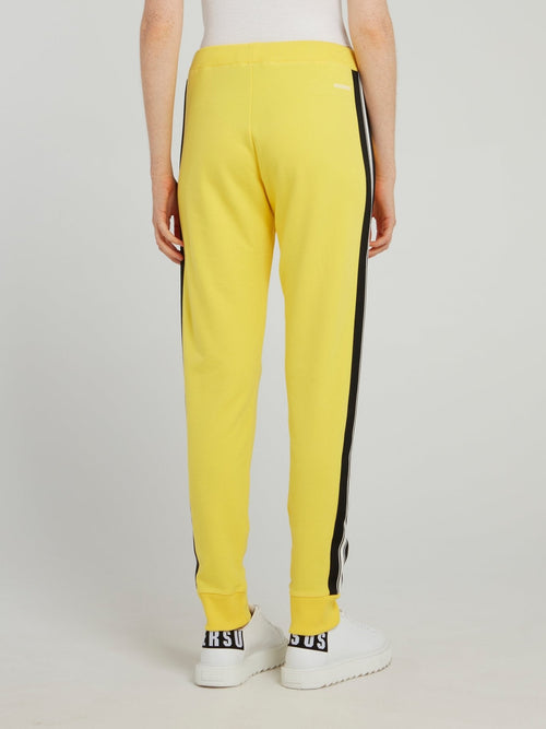 Yellow Drawstring Side Stripe Sweatpants