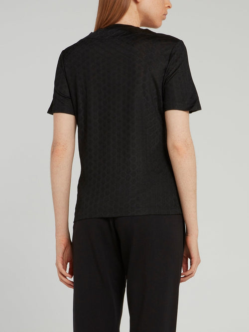 Black Perforated Panel T-Shirt