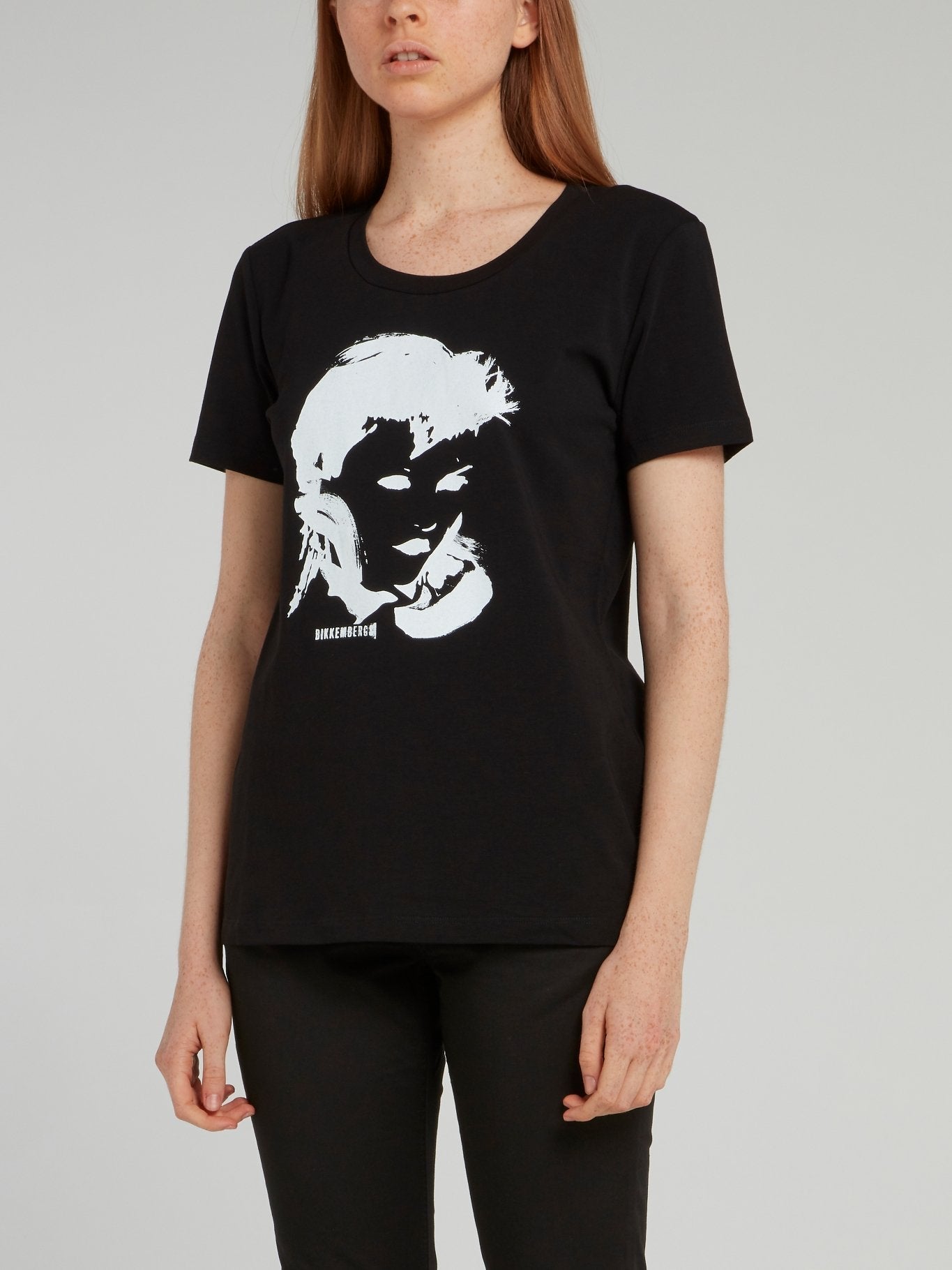 Black Portrait Print T-Shirt