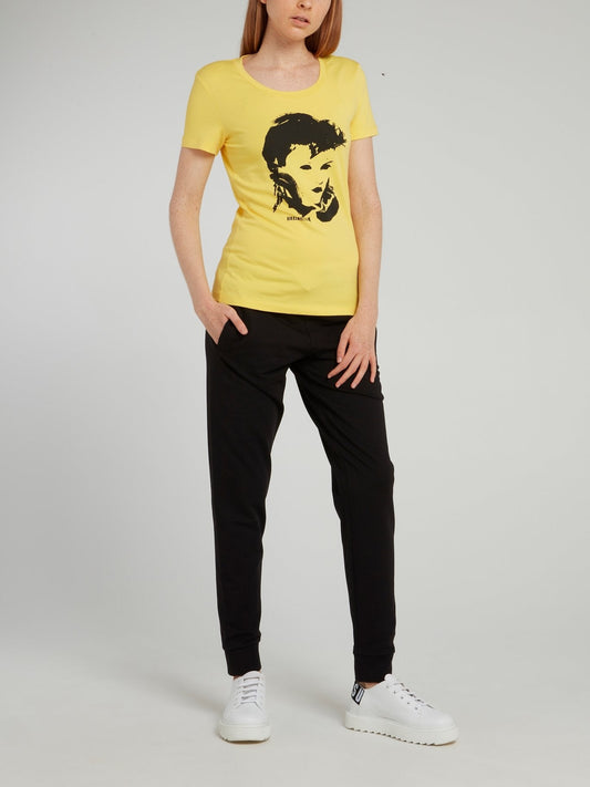 Yellow Portrait Print T-Shirt