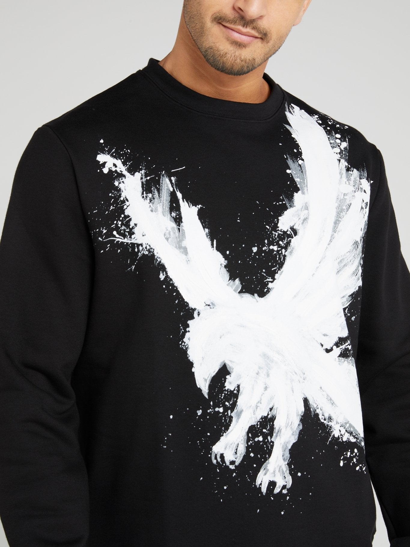 Black Eagle Print Cotton Sweatshirt