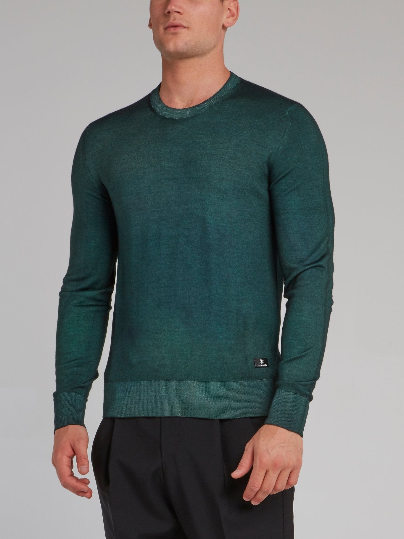 Green Crewneck Knit Pullover