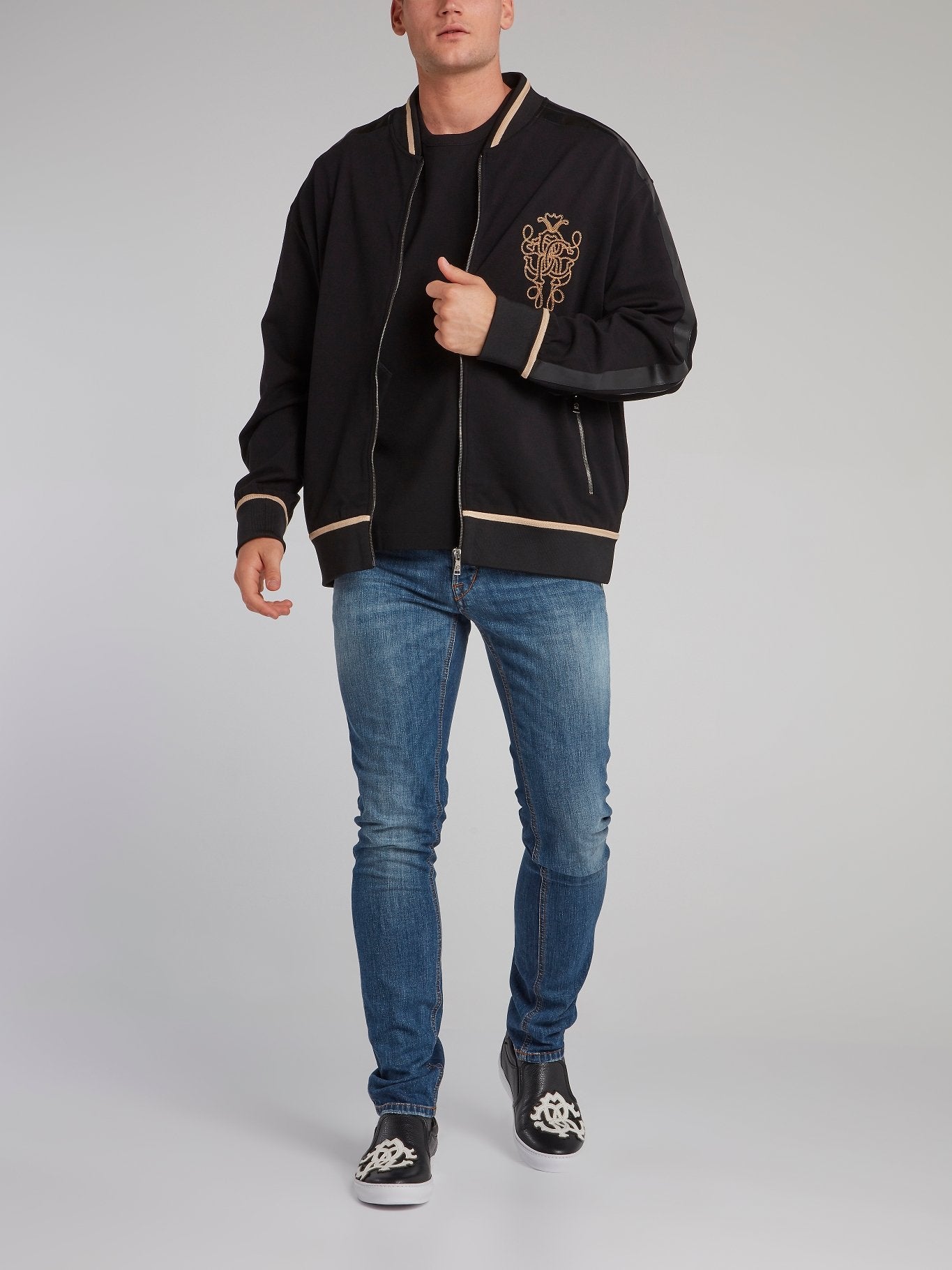 Black Embroidered Monogram Jacket