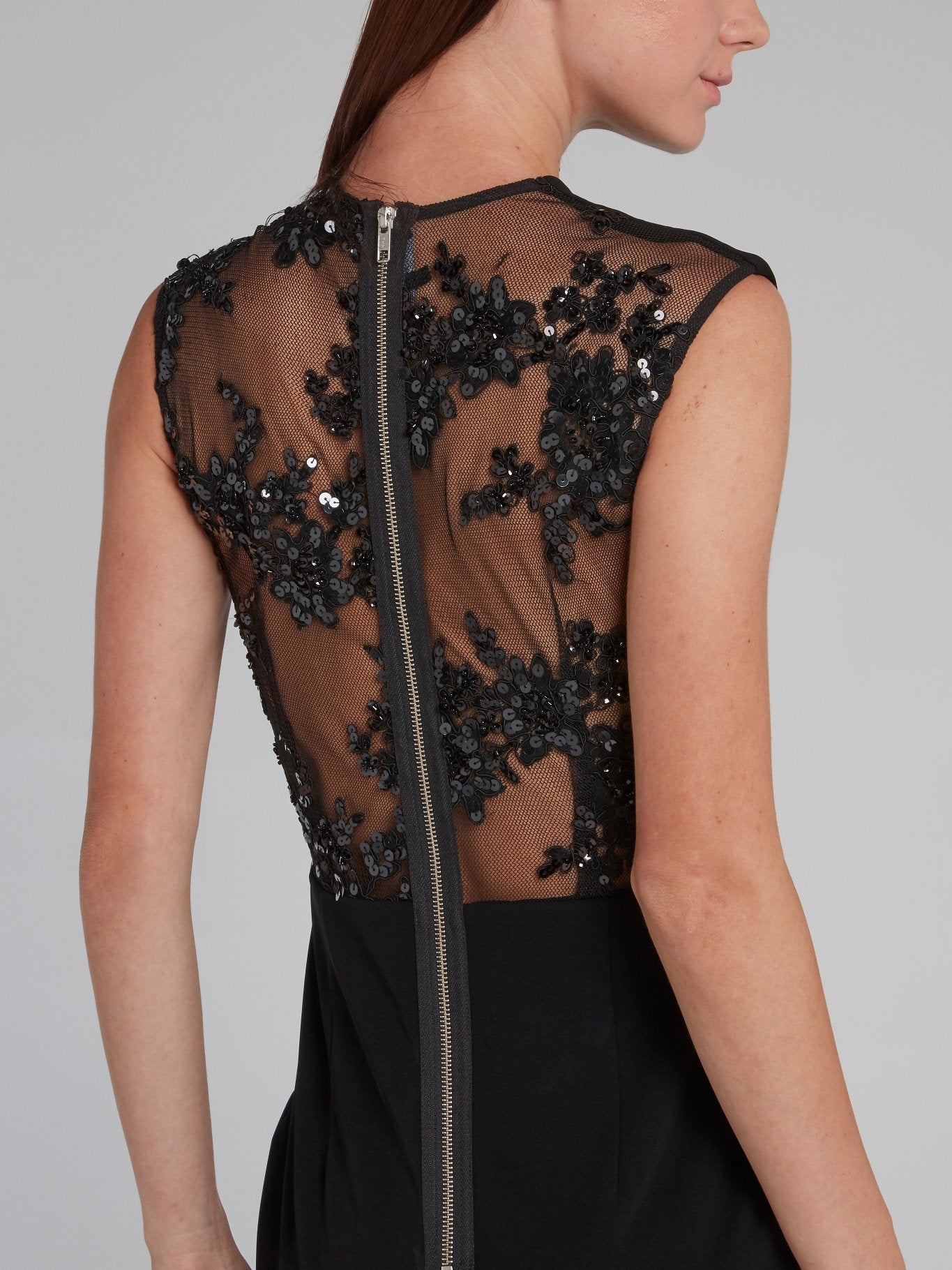 Black Rear Sequin Plunge Gown