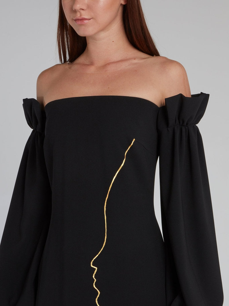 Jefferson Black Off-The-Shoulder Gown