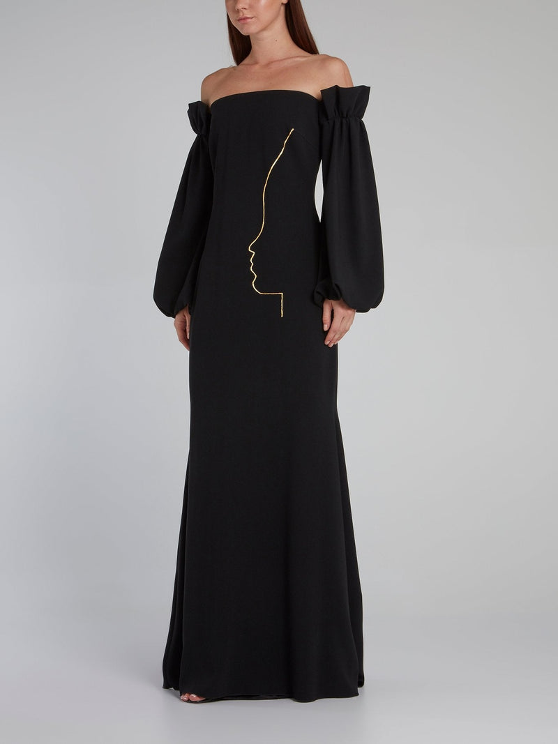 Jefferson Black Off-The-Shoulder Gown