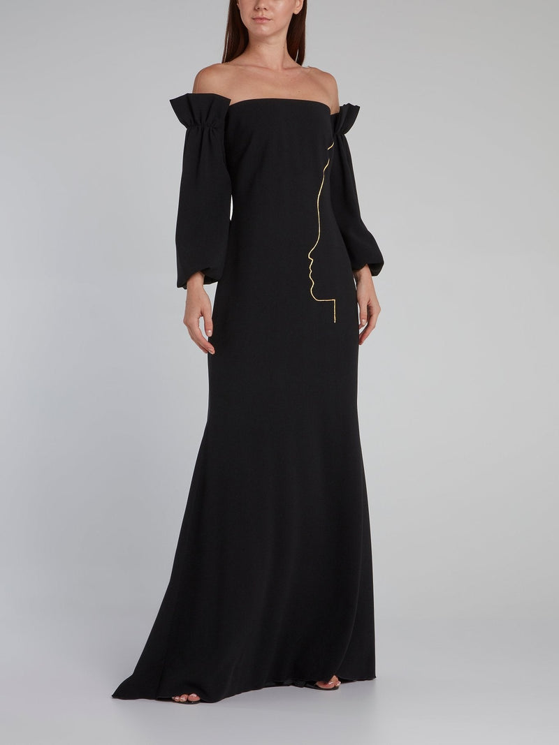 Jefferson Black Off-The-Shoulder Gown