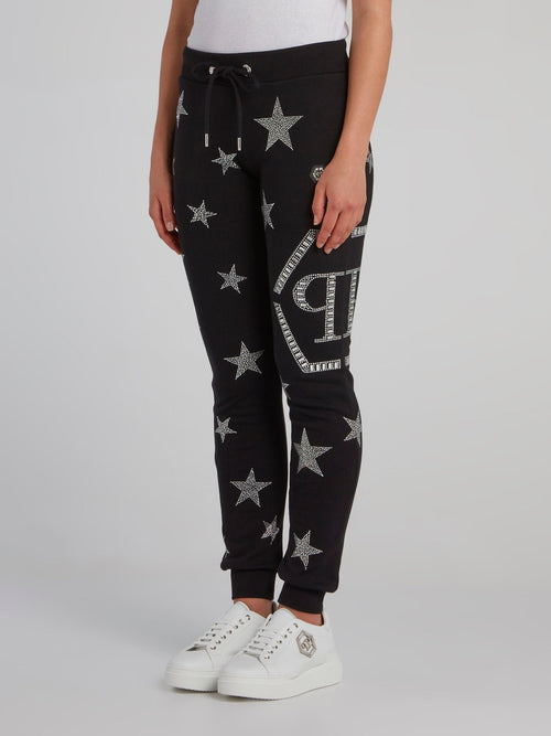 Black Crystal Stars Track Pants