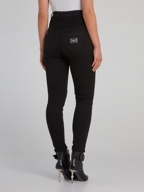 Black Super High Waist Biker Jeans