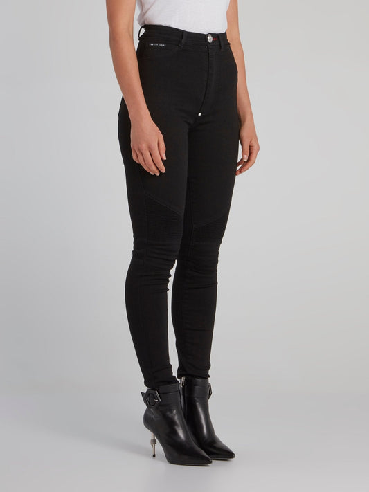 Black Super High Waist Biker Jeans