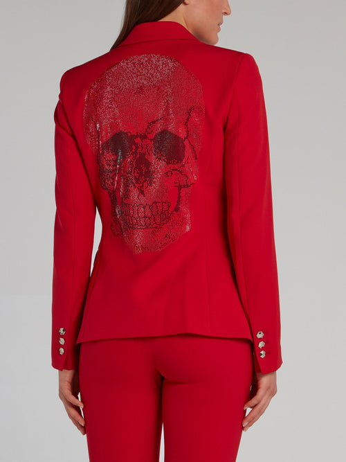 Red Rear Studded Skull Blazer