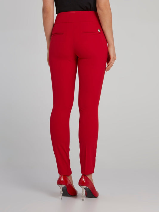 Red Slim Fit Suit Trousers