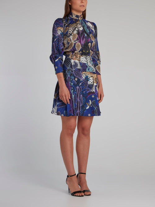 Multi Print Blouson Dress