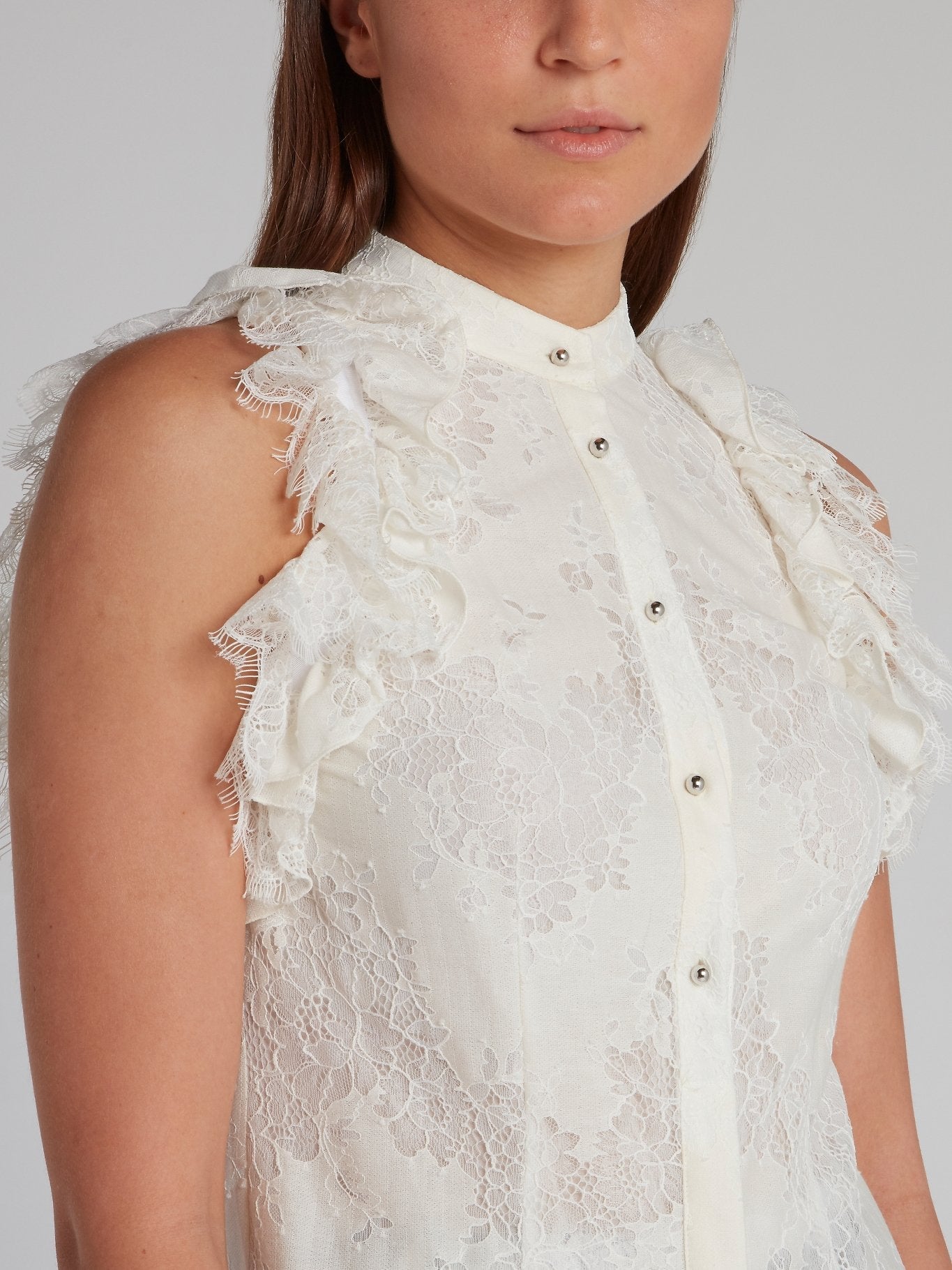 White Ruffle Lace Top