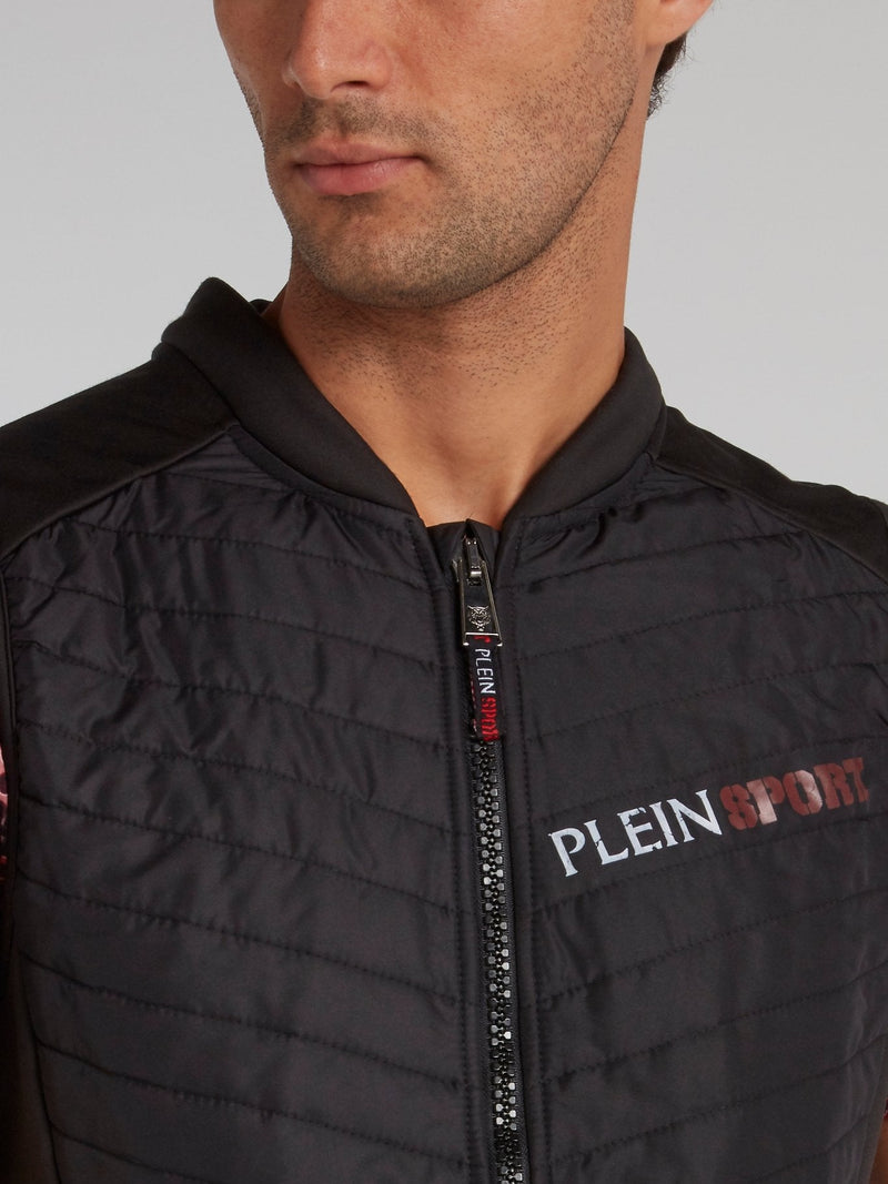 Agassi Black Quilt Jogging Vest