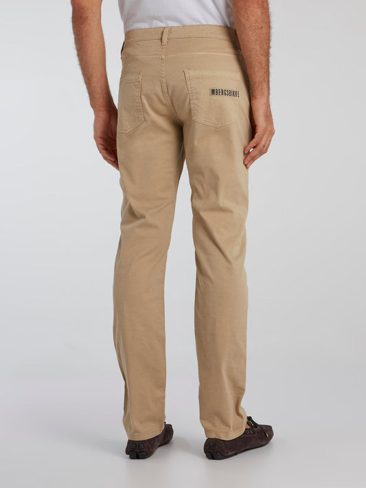 Khaki Straight Cut Trousers