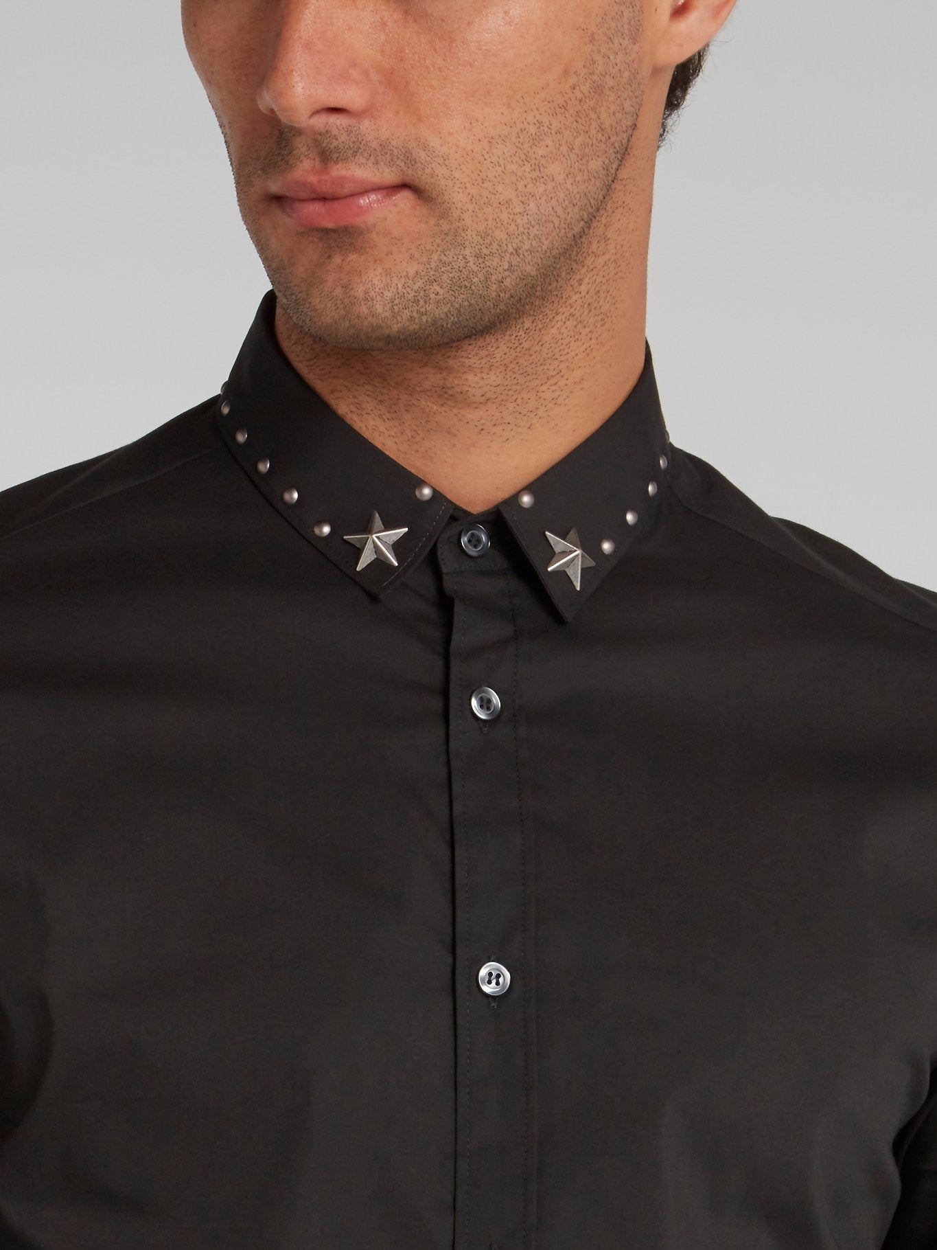 Black Studded Collar Shirt