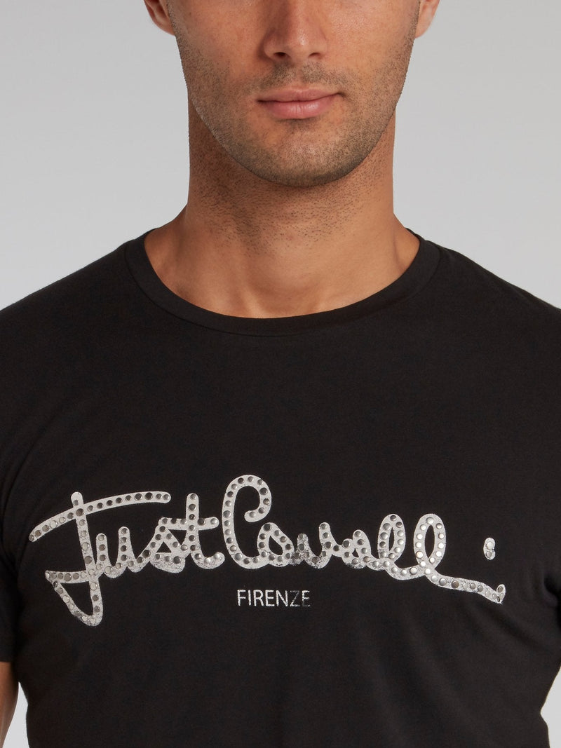 Black Studded Signature Logo T-Shirt