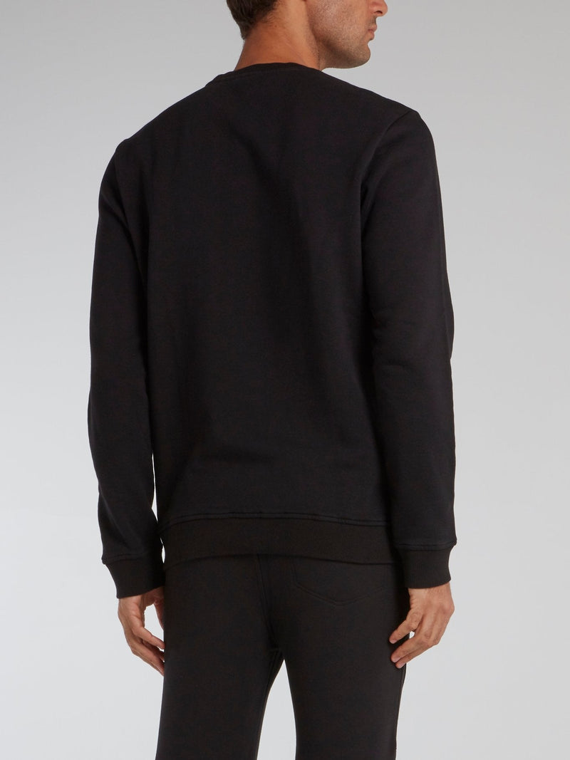 Black Zip Detail Crewneck Sweatshirt