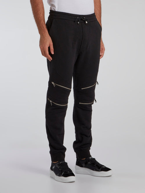 Black Zip Knee Track Pants