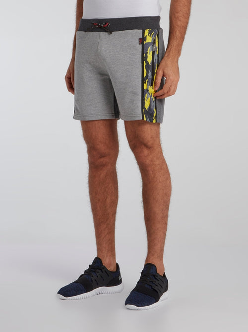 Grey Camo Panel Track Shorts