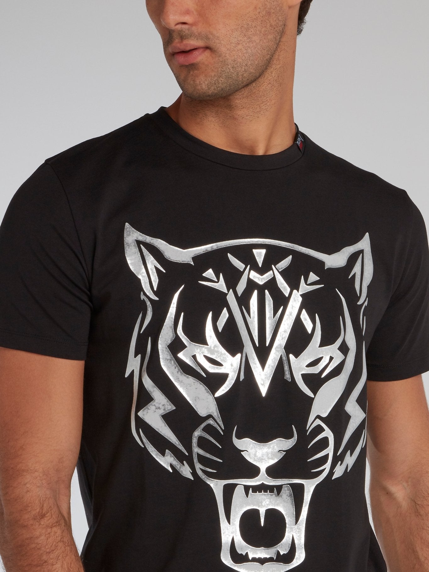 Edberg Black Tiger Print T-Shirt