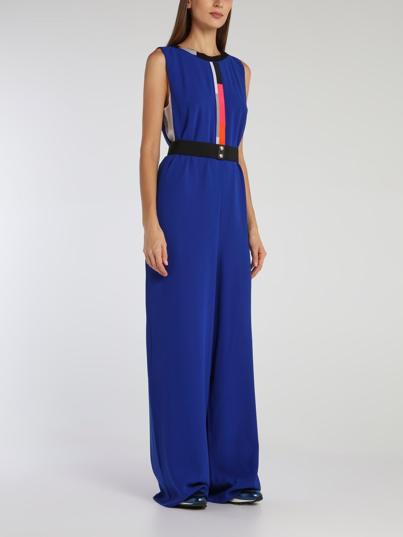 Blue Belted Wide Leg Jumpsuit