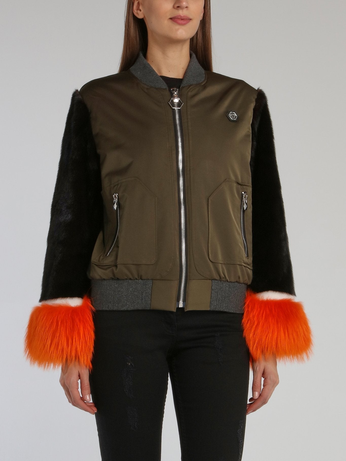 Fur Sleeve Statement Bomber Jacket