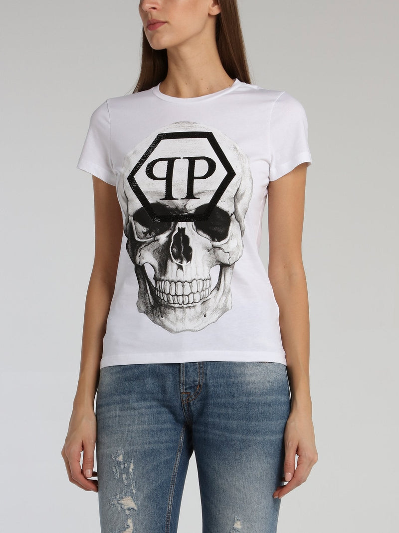 White Monogram Skull T-Shirt