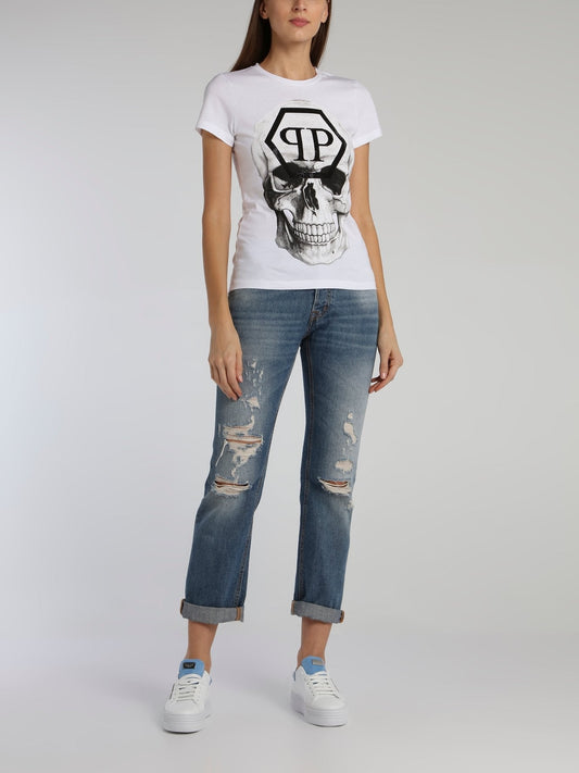 White Monogram Skull T-Shirt