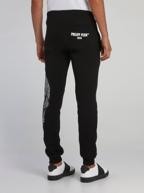 Black Embellished Skull Track Trousers