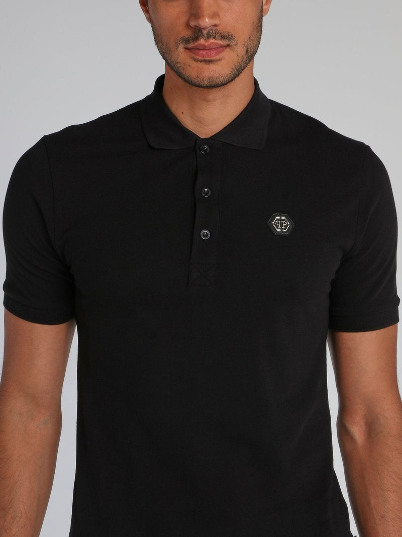 Black Rear Skull Studded Polo Shirt