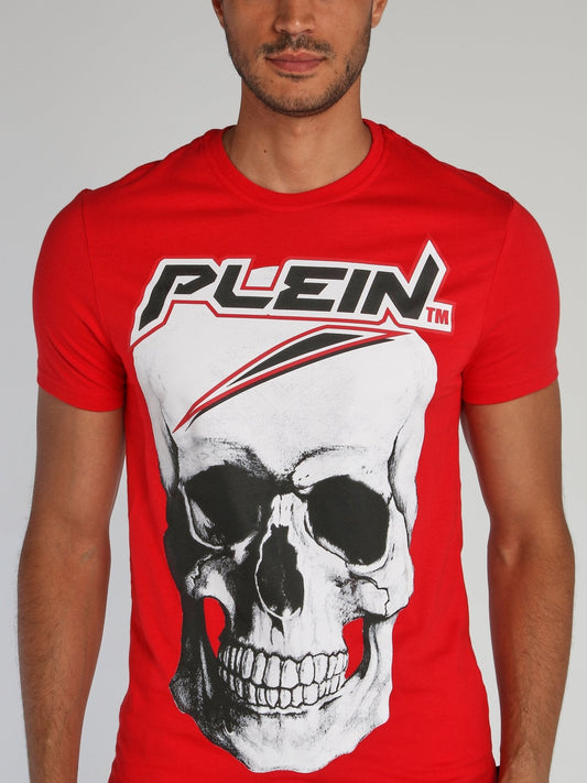 Red Space Plein Skull T-Shirt