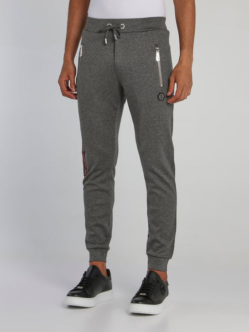 Grey Logo Embroidered Track Trousers