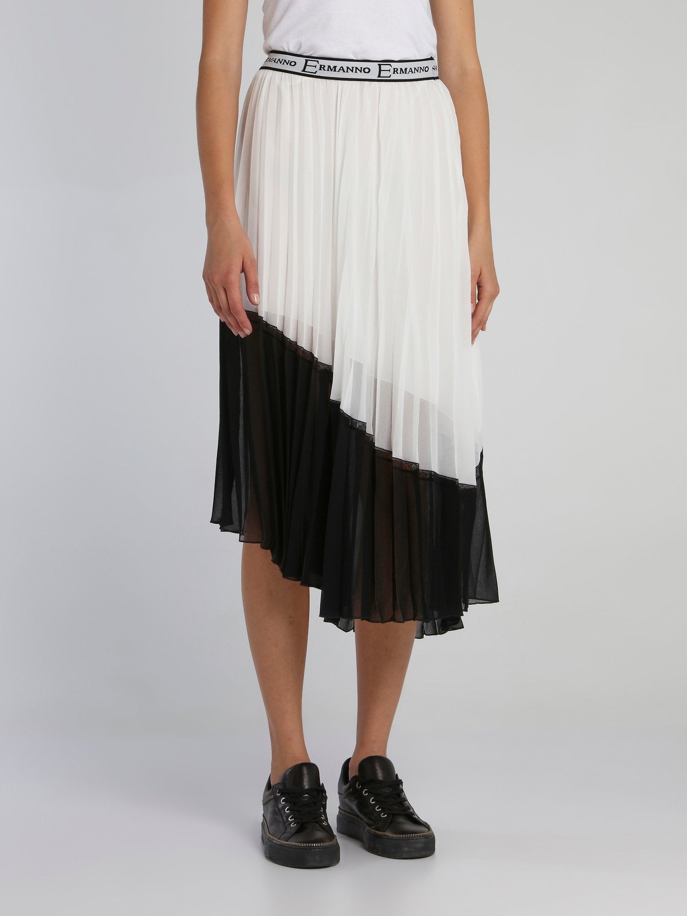 Two Tone Accordion Asymmetric Skirt