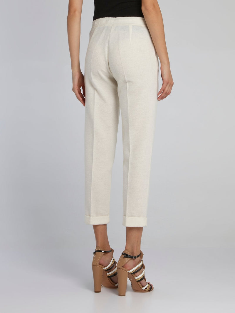 Off White Drawcord Capri Pants