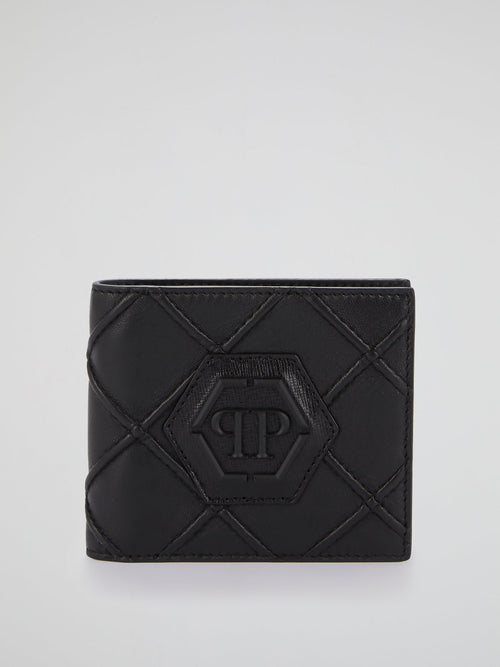 Black Geometric Logo French Wallet