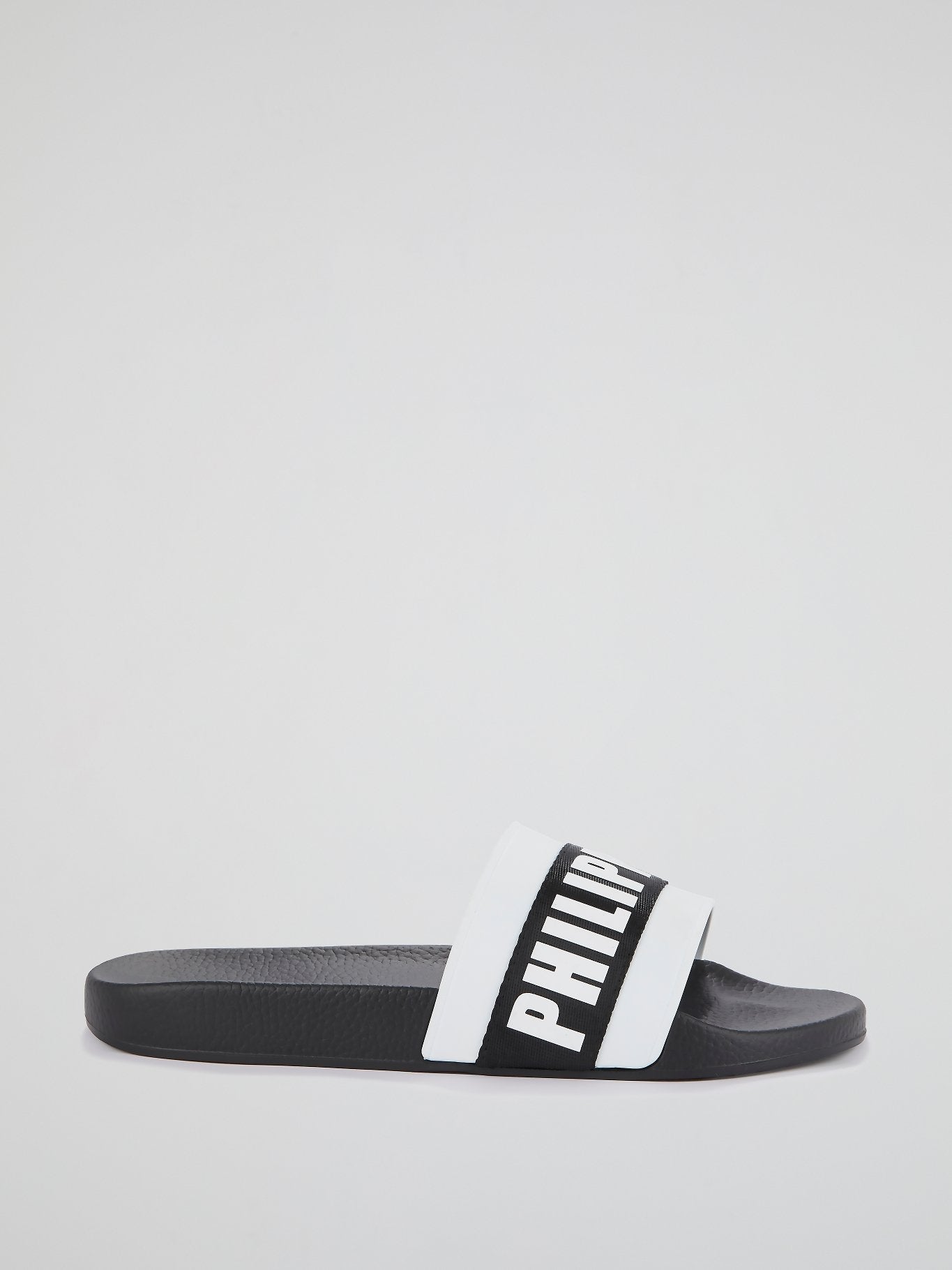 Black Contrast Logo Slide Sandals