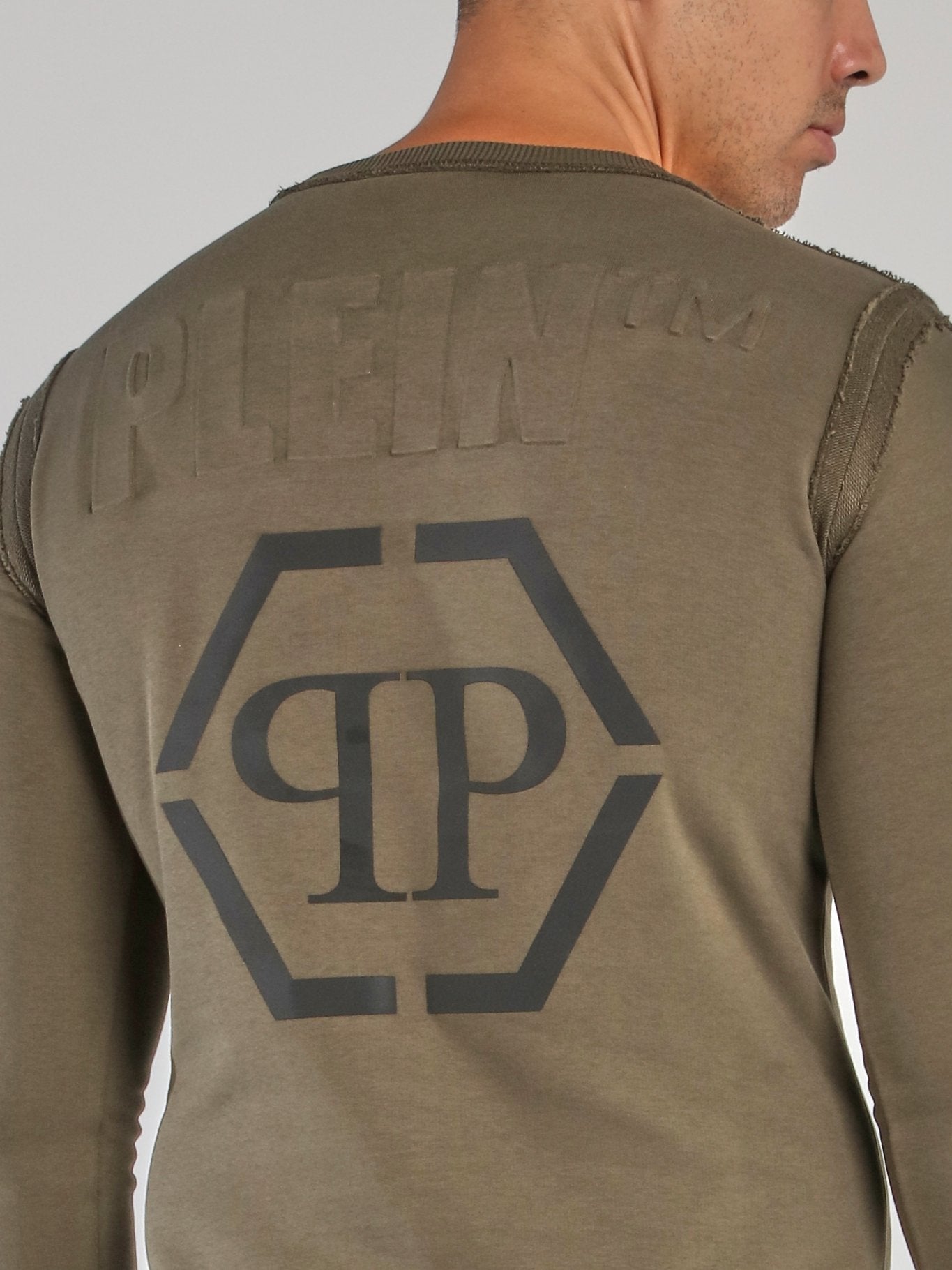 Olive Reflective Monogram Skull Sweatshirt