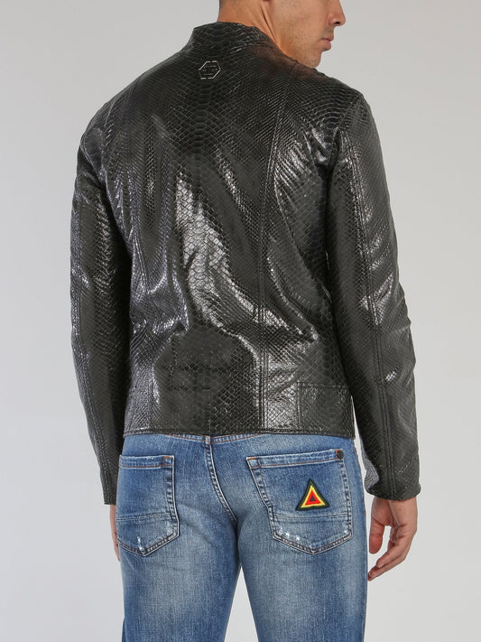 Black Reptile Moto Jacket