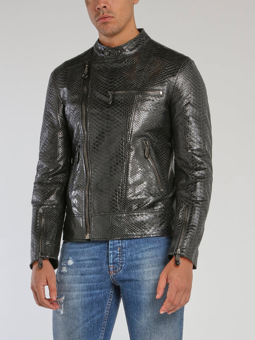 Black Reptile Moto Jacket