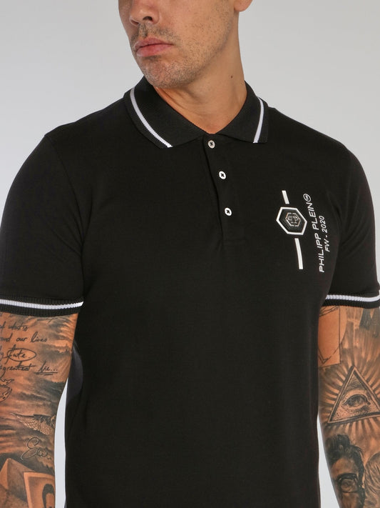 Black Ribbed Trim Polo Shirt