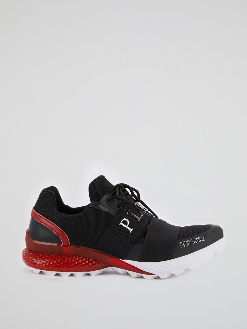 Black Elastic Front Strap Mesh Sneakers