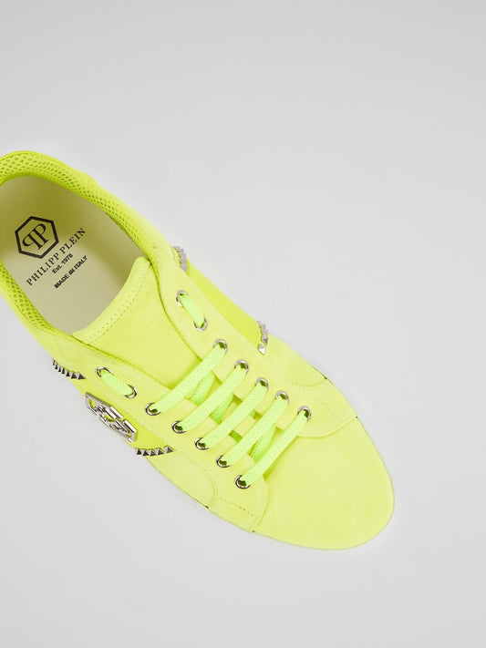 Chartreuse Low Top Suede Trainers