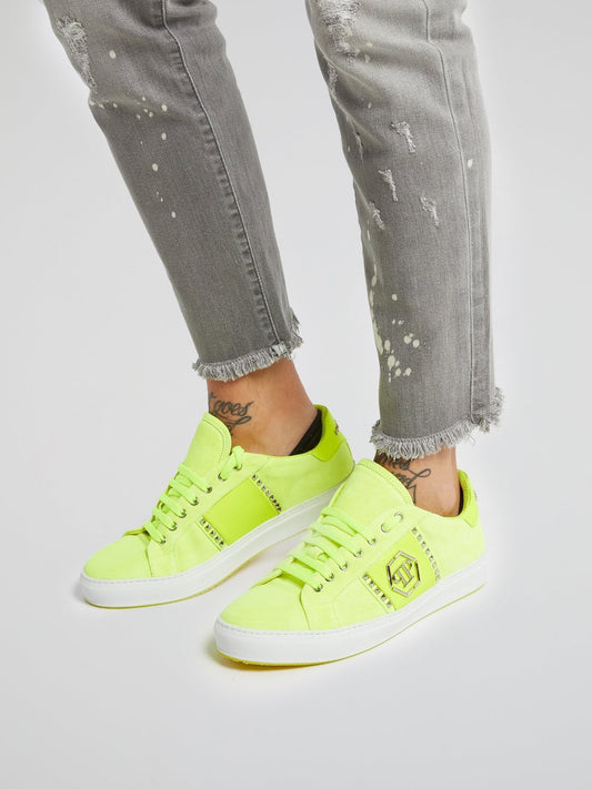 Chartreuse Low Top Suede Trainers